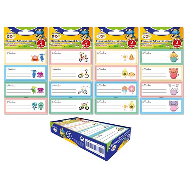 ETIQUETAS ESCOLARES DIBUJOS SURTIDOS - CAJA 12