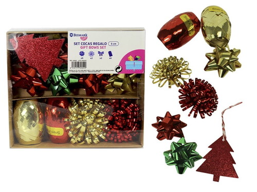 CAJA SURTIDA DE COCAS 5CM (2FLORES, 2LAZOS + 6 ETIQUETAS)