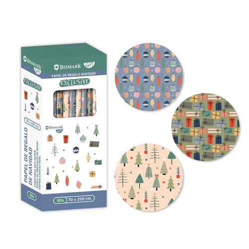 PAPEL REGALO NAVIDAD EXCLUSIVE 0,7X2 SURTIDO - CAJA 50U