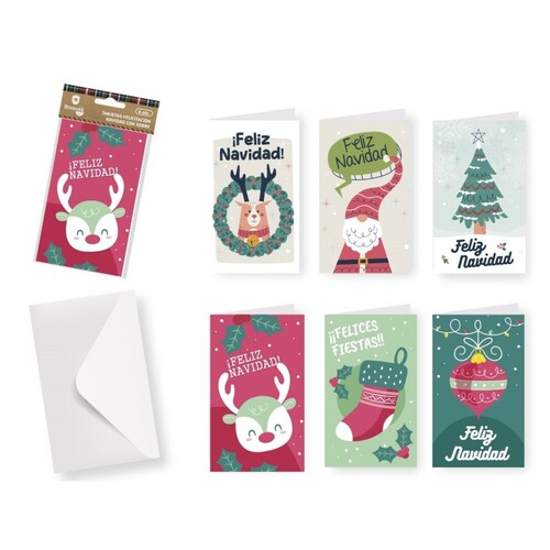 PACK 6 TARJETAS NAVIDAD 9X15CM CON SOBRE ( POSTAL )