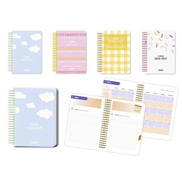AGENDA ESCOLAR A6 DP 26-27 TAPA PLASTICO PP SURTIDAS