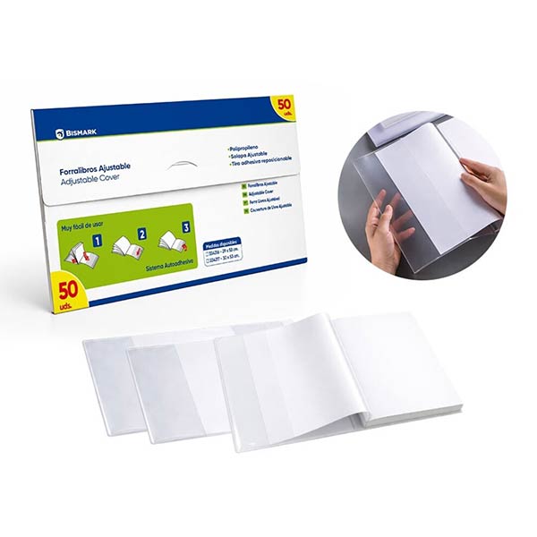 FORRO LIBROS PVC 29 X 53CM 0.7 MICRAS C/ADHESIVO 50U CAJA