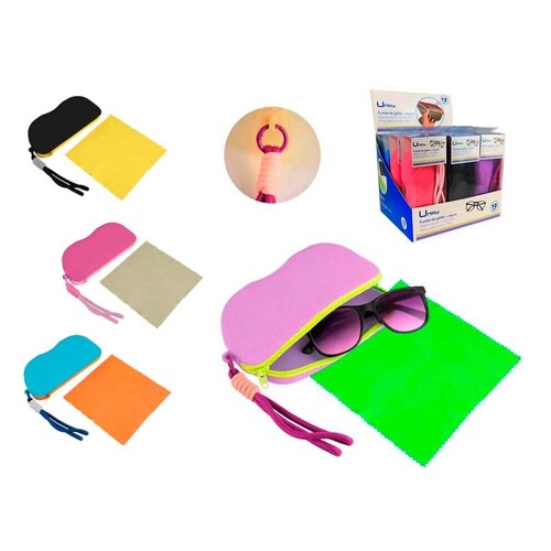 FUNDA GAFAS SILICONA C/BAYETA 15CM MICROFIBRA - EXP. 12U