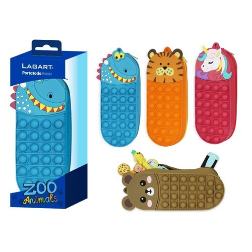 PORTATODO SILICONA SQUISHY ZOO 20X8X4CM ANIMALES