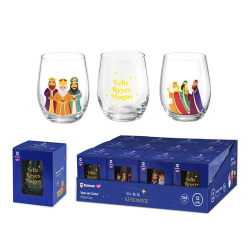 VASO 345ML CRISTAL REYES MAGOS 3 MODELOS SURTIDOS - EXP.12U