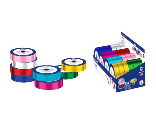 EXPOSITOR 24 CINTAS REGALO 19MM X10M 8 COLORES BRILLANTES