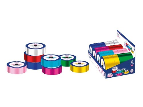 EXPOSITOR 24 CINTAS REGALO 31MM X10M 8 COLORES SURTIDOS