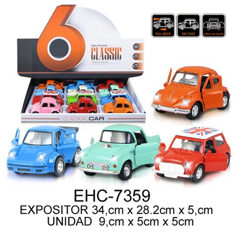 COCHE METAL VINTAGE 9X5X5CM RETROFRICCION - 12U EXPOSITOR