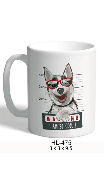 TAZA CERAMICA PERRO HUSKY CON MENSAJE I AM SO COOL!