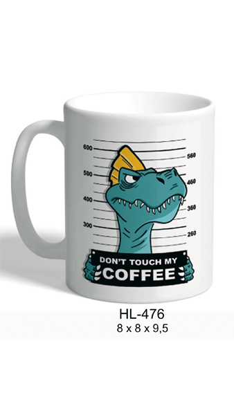 TAZA CERAMICA DINO CON MENSAJE DO NOT TOUCH MY COFFEE