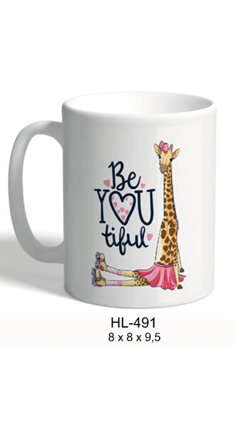 TAZA CERAMICA JIRAFA CON MENSAJE BE YOU TIFUL