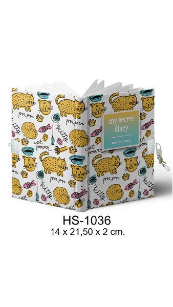 DIARIO A5 CON CANDADO GATOS MEOW LOVERS