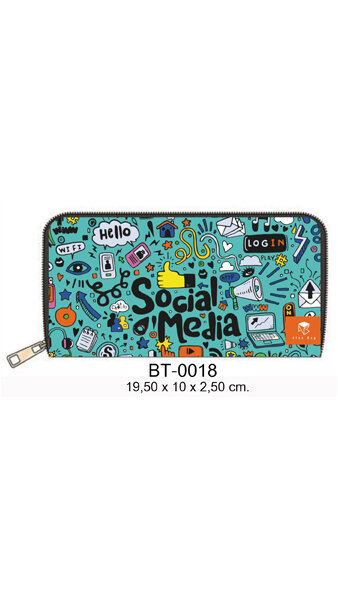 CARTERA RECTANGULAR SOCIAL MEDIA 19,50X10X2,5CM