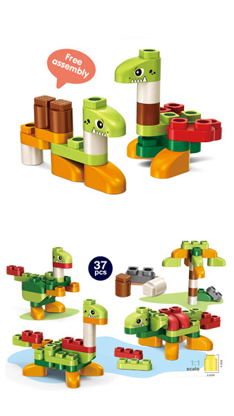 SET MONTAJE DINOSAURIO 37 PIEZAS (JUEGO DE BLOQUES COLORES)