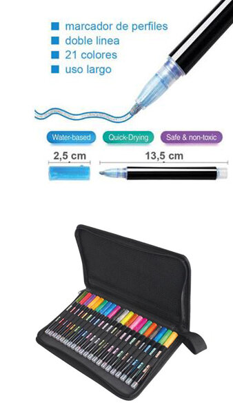 ROTU BICOLOR OUTLINE PASTEL NEON 21 COLORES ESTUCHE