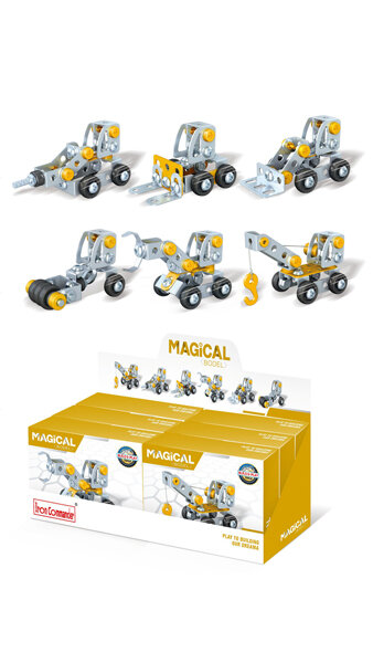 SET MONTAJE MECANOS VEHICULOS AMARILLOS -6U EXPOSITOR
