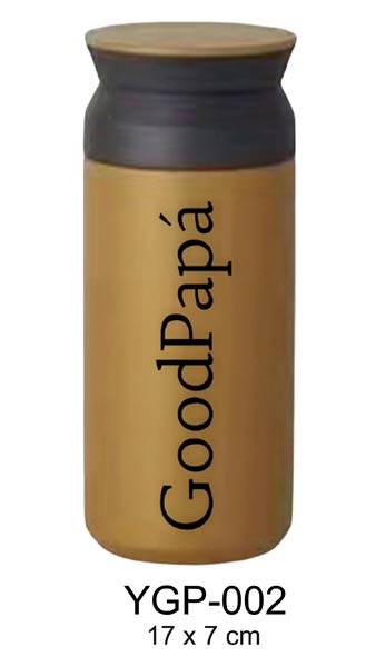 BOTELLA - TERMO 350ML DORADA GOOD PAPA ACERO INOX.