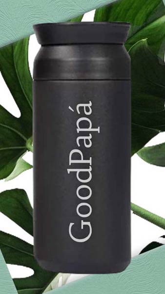 BOTELLA - TERMO 350ML NEGRA GOOD PAPA ACERO INOX.