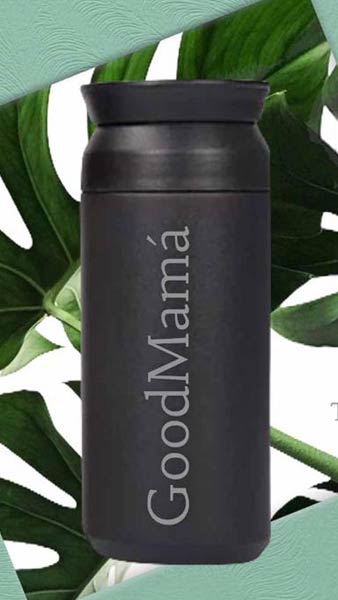 BOTELLA - TERMO 350ML NEGRA GOOD MAMA ACERO INOX.