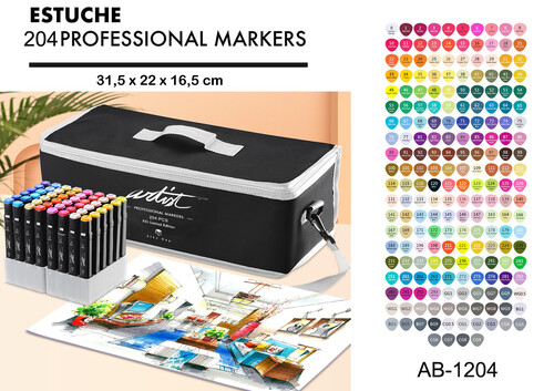 ROTU DOBLE PUNTA 204 COLORES SURTIDOS ESTUCHE ARTIST NEGRO