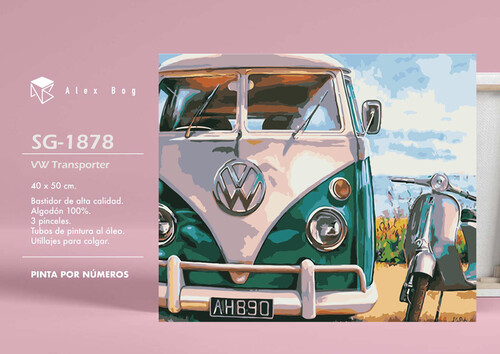 SET PINTAR POR NUMEROS FURGONETA RETRO VOLKSWAGEN 40X50CM