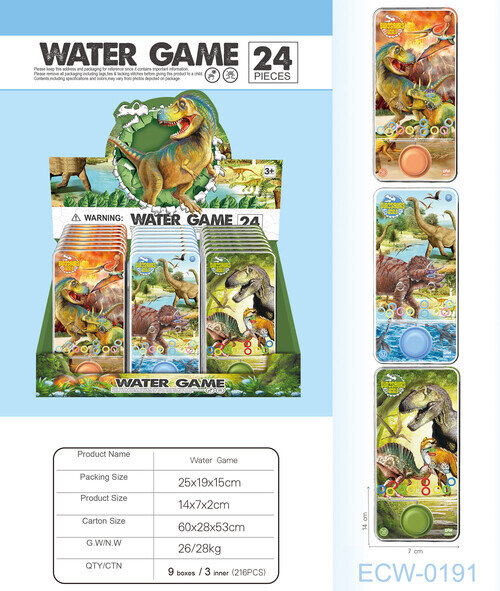JUEGO DE AGUA DINOSAURIOS 14X7CM - 24U EXPOSITOR