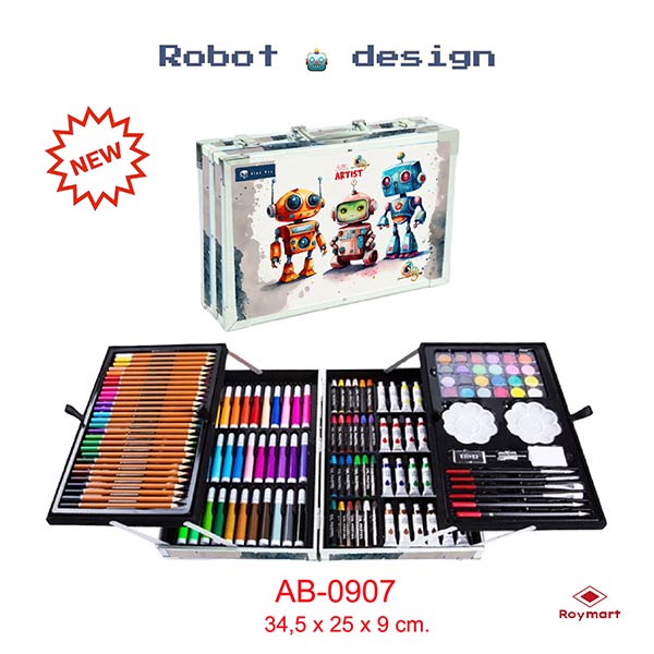 MALETIN ALUMINIO 145 PIEZAS DIBUJO SET ART STUDIO ROBOTS