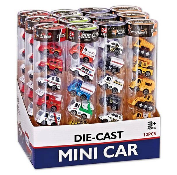 TUBO PLASTICO CON 5 COCHES PEQUE�OS (4 MOD.SURTIDO)-EXP.12