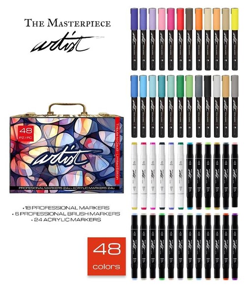 MALETIN ARTIST 48 COLORES ACRILICOS / ALCOHOL MARKERS