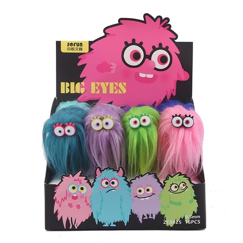 BOLI GEL POM POM BIG EYES 4 COLORES - 16U EXPO