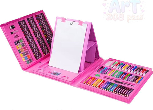 SET 208 PIEZAS ATRIL DIBUJO COLOR ROSA 41X31CM