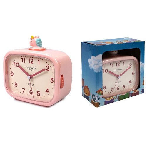 DESPERTADOR ANALOGICO ROSA UNICORNIO 13X12CM