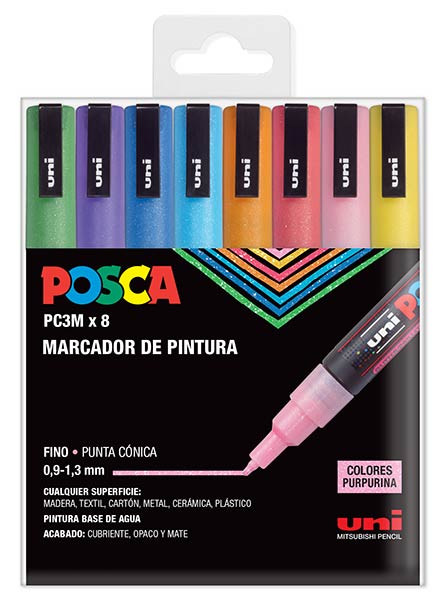 ESTUCHE ROTU POSCA PC5M 8 COLORES BASICOS 1.8 - 2.5MM