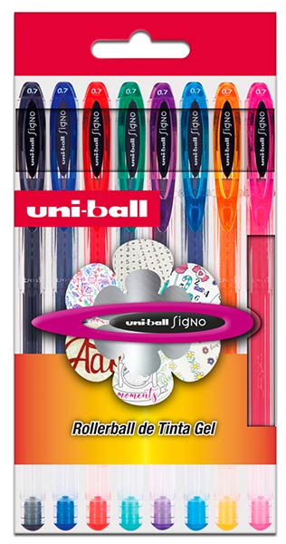 BLISTER 8U BOLI GEL 07MM COLORES SURTIDOS SIGNO UM-120
