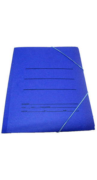 CARPETA GOMAS/SOLAPA CUARTO CARTON AZUL PACK 20U