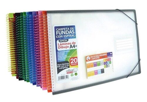 CARPETA 20 FUNDAS A4+ ESPIRAL HORIZONTAL COLORLINE SURTI.