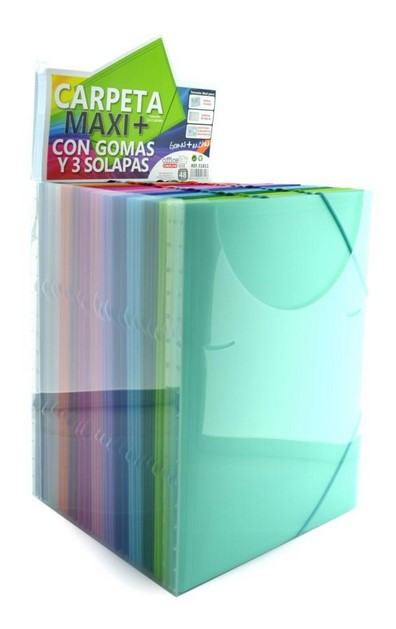 CARPETA GOMAS / SOLAPAS 35X26CM PP COLORES SURT. - 48U EXP.