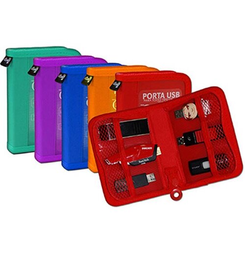 CARTERA PORTA USB COLORES SURTIDOS CIERRE CREMALLERA