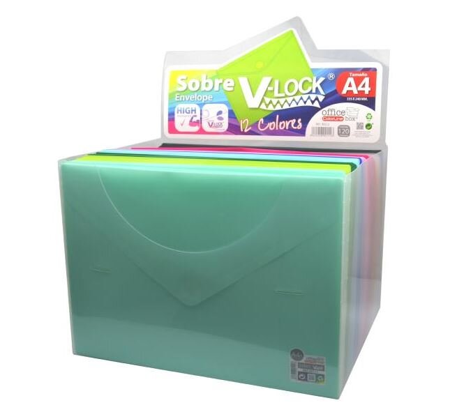 FUNDA VELCRO A4+ PP 12 COLORES SURTIDOS - EXP. 120U