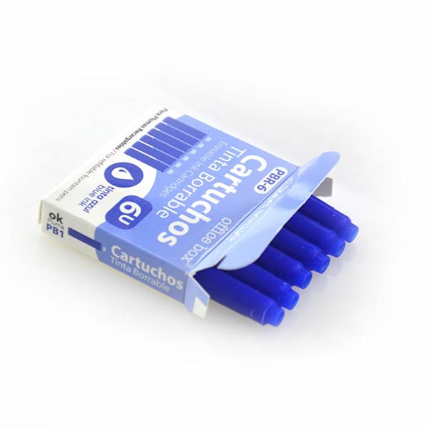 CARTUCHO PLUMA BORRABLE OFFICE BOX AZUL