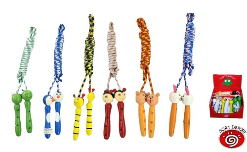 CUERDA DE SALTAR ANIMALES DE MADERA SURTIDAS