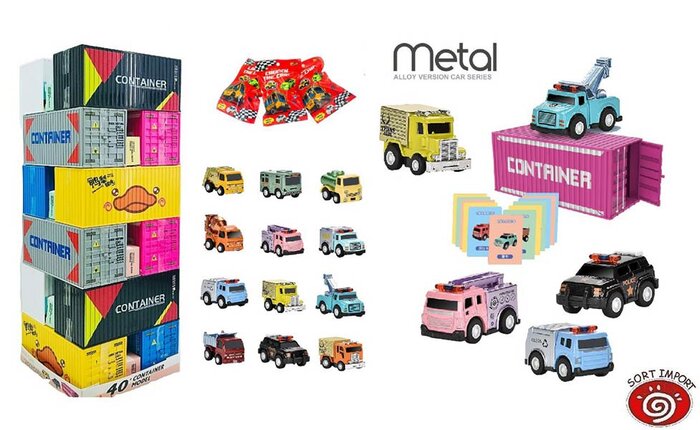 COCHE METAL RETRO EN CONTENEDOR 12 MODELOS SURT. - EXP. 24U