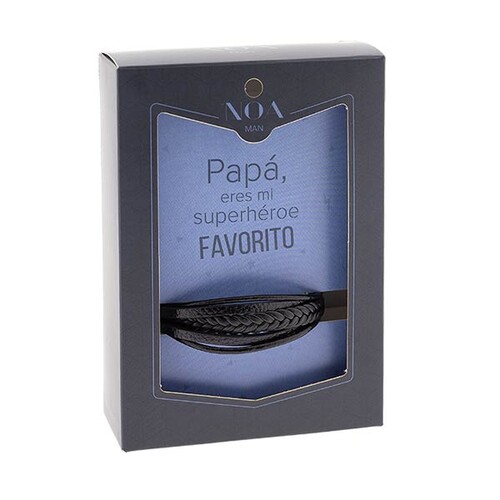 PULSERA TRIPLE NEGRA PAPA ERES MI SUPERHEROE FAVORITO