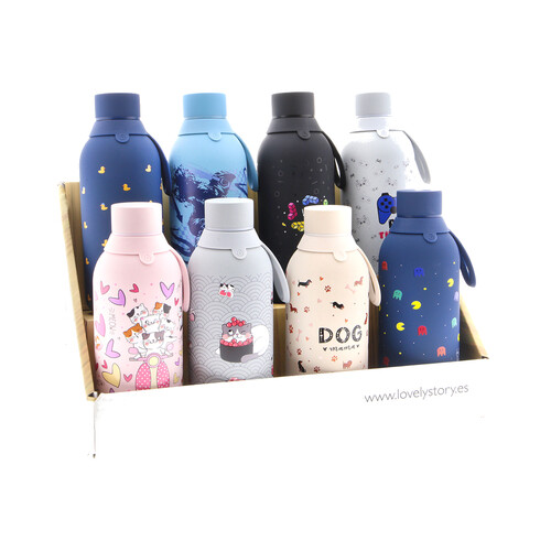 EXP.10 BOTELLAS 500ML TERMICAS ESTAMPADO JUVENIL