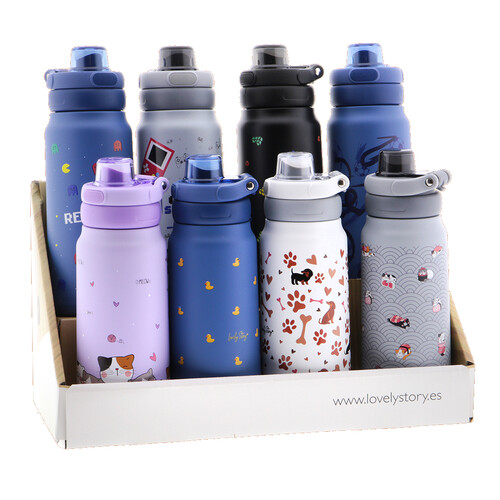 EXP.10 BOTELLAS TERMICAS 750ML SPORT ESTAMPADO JUVENIL