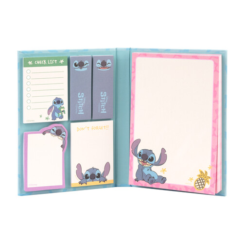 BLOC DE NOTAS A6 + ETIQUETAS ADHESIVAS DISNEY STITCH TROPICA