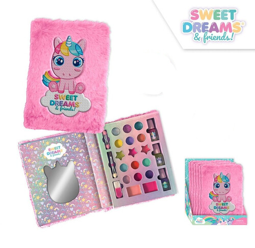 LIBRETA PELUCHE MAQUILLAJE C/ESPEJO UNICORNIO ROSA - EXP.6U