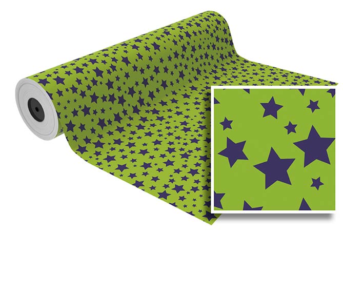 BOBINA 31 CM TODO A�O VERDE C/ESTRELLAS AZULES