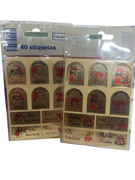 ETIQUETAS FELICIDADES NAVIDAD (40 ETIQ./HOJA)