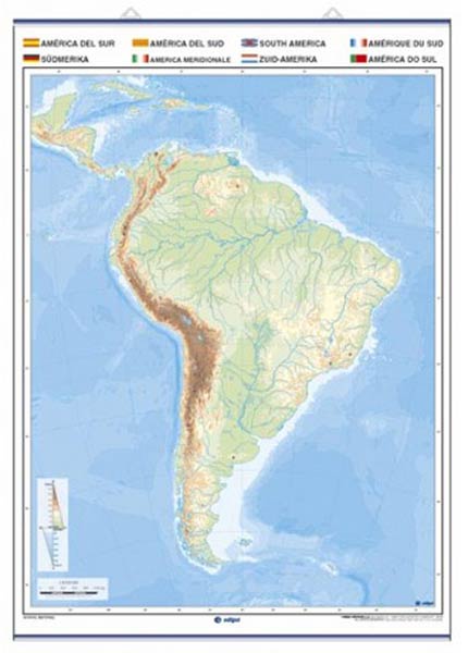 MAPA MUDO AMERICA SUR FISICO - 50 UNIDADES PACK